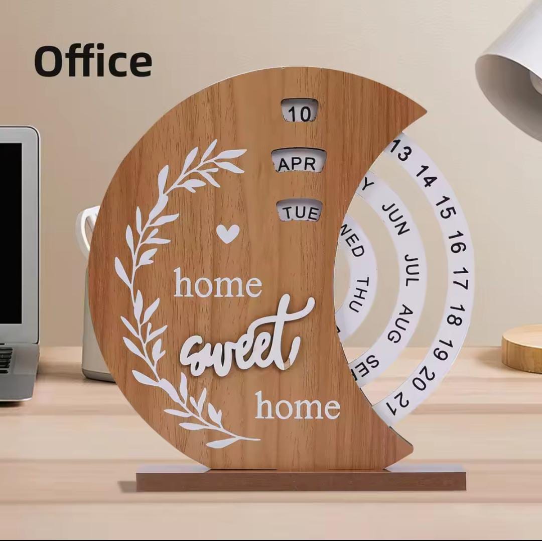 wooden permanent desk calendar