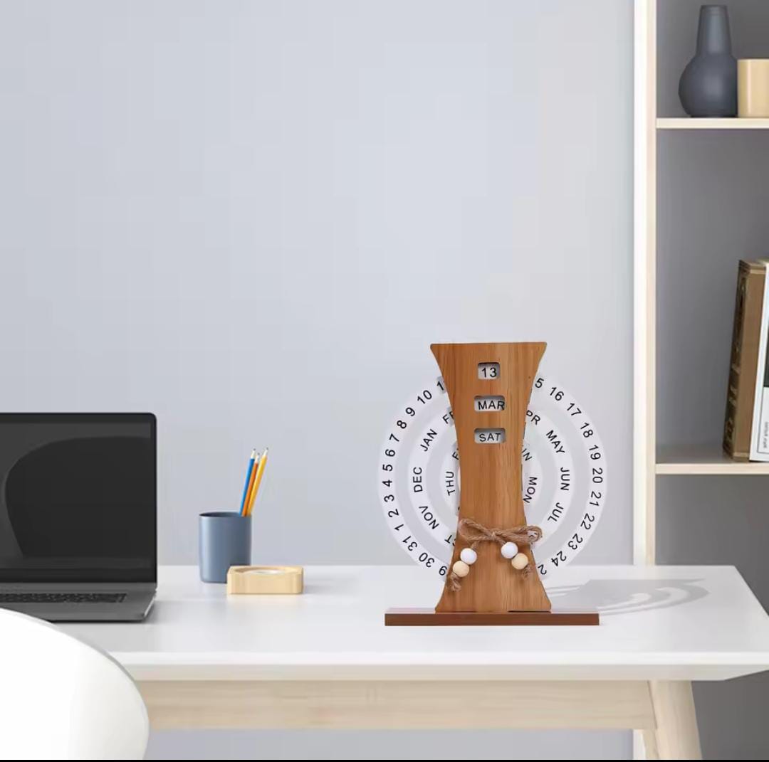 wooden permanent desk calendar